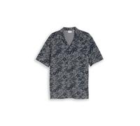 Tom Tailor - Regular Fit Piqué Hemd mit Allover-Print navy palm hibiscus design - Gr. - XL
