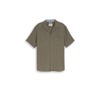 Tom Tailor - Regular Fit Resort Hemd mit Leinenanteil leaf green stripe - Gr. - L