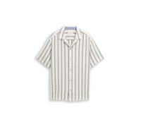 Tom Tailor - Regular Fit Resort Hemd mit Streifen off white leaf green stripe - Gr. - M