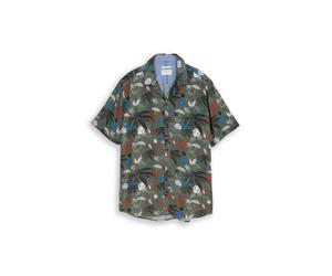 Tom Tailor - Regular Fit Resort Kurzarmhemd aus Viskose leaf green beach design - Gr. - XL