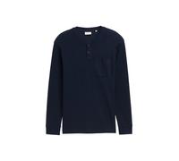 Tom Tailor - Ripp Henley Langarmshirt mit Brusttasche sky captain blue - Gr. - XL