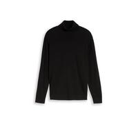 Rollkragenpullover TOM TAILOR, Herren, Gr. 3XL, schwarz, Strick, Obermaterial: 100% Baumwolle, regular fit hüftbedeckend, Rundhals, Flachstrickbündchen, Pullover Rollkragenpullover, im Strick-Design (