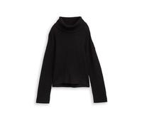 Rollkragenpullover TOM TAILOR, Damen, Gr. M, deep schwarz, Strick, Obermaterial: 52% Viskose, 27% Polyester, 21% Polyamid, unifarben, oversize normal, ohne Ausschnitt, Rippbündchen, Pullover Rollkrage