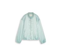 Blouson TOM TAILOR, Damen, Gr. XXL, blau haze, Web, Obermaterial: 96% Polyester, 4% Elasthan. Futter: 100% Polyester, unifarben, regular fit normal, elastischer Bund, Jacken Blouson, mit Bomberkragen