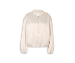 Tom Tailor - Satin Blouson Jacke mit Bomberkragen sand stone beige - Gr. - L