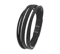 Tom Tailor Armband für Herren, Edelstahl und Leder, 20+1,5 cm, schwarz, Geschenkidee, Armschmuck, Herrenschmuck, 2100693