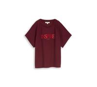 Tom Tailor - Scuba T-Shirt mit Schriftzug Preppy Plum - Gr. - XL