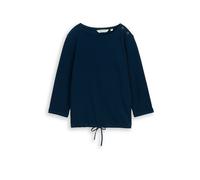 Langarmshirt TOM TAILOR, Damen, Gr. M (38), blau (sky captain blau), Web, Obermaterial: 75% Baumwolle, 20% Polyester, 5% Elasthan, unifarben, casual, loose fit taillenbedeckt, Rundhals, 3/4-Ärmel Umsc