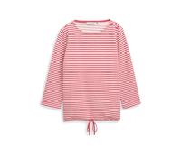 Langarmshirt TOM TAILOR, Damen, Gr. XL, pink sanftes weiß regular stripe, Single Jersey, Obermaterial: 75% Baumwolle, 20% Polyester, 5% Elasthan, gestreift, loose fit taillenbedeckt, Rundhals, Umschla