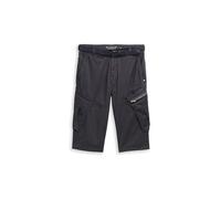Cargoshorts TOM TAILOR, Herren, Gr. 31, N-Gr, grau mini weave print, Web, Obermaterial: 98% Baumwolle, 2% Elasthan, unifarben, regular fit knielang, Hosen, mit Taschen (41921109-31) grau mini weave pr