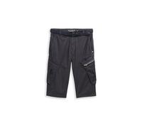 Cargoshorts TOM TAILOR, Herren, Gr. 38, N-Gr, grau mini weave print, Web, Obermaterial: 98% Baumwolle, 2% Elasthan, unifarben, regular fit knielang, Hosen, mit Taschen (41921109-38) grau mini weave pr