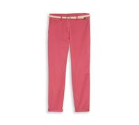 Chinohose TOM TAILOR, Damen, Gr. 38, Länge 30, cozy pink, Web, Obermaterial: 86% Baumwolle, 10% Polyester, 4% Elasthan. Futter: 100% Baumwolle, unifarben, schmal lang, Hosen Chinohose, mit Gürtel und