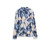 Langarmshirt TOM TAILOR, Damen, Gr. L, blau blurry argyle, Web, Obermaterial: 95% Viskose, 5% Elasthan, bedruckt, slim fit normal, ohne Ausschnitt, gerader Abschluss, Shirts Langarmshirt, mit All-Over