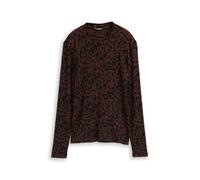 Tom Tailor - Slim Fit Langarmshirt mit Muster brown black small leo print - Gr. - XXXL