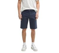 Tom Tailor Stretch Slim Chino Shorts mit Gürtel, Light Blue White Zigzag Dobby, 33