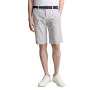 TOM TAILOR Stretch Slim Chino Shorts mit Gürtel, White Navy Zig zag Structure, 31