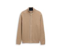 Strickjacke TOM TAILOR, Herren, Gr. L, hazel braun melange, Strick, Obermaterial: 100% Baumwolle, regular fit taillenbedeckt, ohne Ausschnitt, Rippbündchen, Strickjacken Strickjacke, mit Logo Stickere