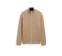 Strickjacke TOM TAILOR, Herren, Gr. XL, hazel braun melange, Strick, Obermaterial: 100% Baumwolle, regular fit taillenbedeckt, ohne Ausschnitt, Rippbündchen, Strickjacken Strickjacke, mit Logo Sticker