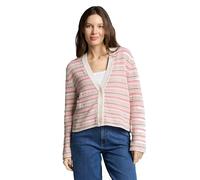 Tom Tailor Cardigan Herren – 100% Baumwolle, V-Ausschnitt, gestreift, Pink/Beige, Gr. S