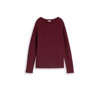 Strickpullover TOM TAILOR "Regular", Damen, Gr. 3XL, rot (preppy plum), Strick, Obermaterial: 100% Baumwolle, unifarben, regular fit hüftbedeckend, Rundhals, Rollkante, Pullover Strickpullover, mit Ru
