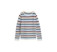 Rundhalspullover TOM TAILOR, Damen, Gr. L (40), teal color, Strick, Obermaterial: 100% Baumwolle, gestreift, casual, regular fit normal, U-Boot-Ausschnitt, Langarm, Pullover, aus Rippstrick (50557743-