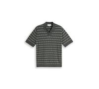 Tom Tailor - Strickpullover mit Polokragen und Streifen darkest olive white stripe - Gr. - XXL