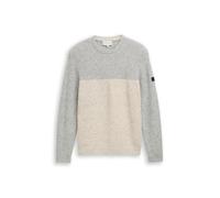 Tom Tailor - Strickpullover mit Strukturmix grey offwhite nep colorblock - Gr. - XXL