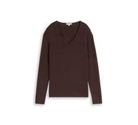 Tom Tailor - Strickpullover mit V-Ausschnitt java dark brown - Gr. - XL