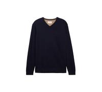 Tom Tailor Pullover 1038427 Basic – gestrickt mit V-Ausschnitt – Navy Melange – 2XL
