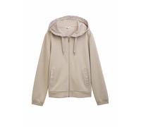 Kapuzensweatjacke TOM TAILOR, Damen, Gr. XXL, soft taupe grau, Sweatware, Obermaterial: 51% Polyester, 42% Viskose, 7% Elasthan, unifarben, casual, regular fit hüftbedeckend, Rundhals, Langarm, Sweatj