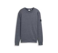 Sweatshirt TOM TAILOR, Herren, Gr. S, blau (navy grindle structure), Sweatware, Obermaterial: 60% Baumwolle, 40% Polyester, unifarben, modisch, regular fit taillenbedeckt, Rundhals, Langarm Rippbündch