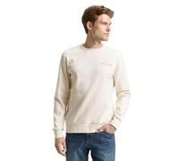 Sweatshirt TOM TAILOR, Herren, Gr. M, gardenia weiß, Sweatware, Obermaterial: 70% Baumwolle, 30% Polyester, unifarben, regular fit normal, Rundhals, Rippbündchen, Sweatshirts Sweatshirt, mit Logo Stic