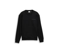 Sweatshirt TOM TAILOR, Herren, Gr. L, schwarz, Sweatware, Obermaterial: 70% Baumwolle, 30% Polyester, unifarben, regular fit normal, Rundhals, Rippbündchen, Sweatshirts Sweatshirt, mit Logo Stickerei 