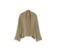 Cardigan TOM TAILOR, Damen, Gr. 3XL, beige (silber olive), Single Jersey, Obermaterial: 96% Viskose, 4% Elasthan, meliert, regular fit hüftlang, Rundhals, abgesteppte Kante, Strickjacken, Offene Stric
