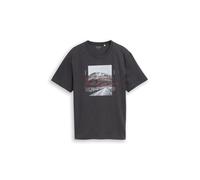 T-Shirt TOM TAILOR, Damen, Gr. XXL, tarmac grau, Single Jersey, Obermaterial: 100% Baumwolle, bedruckt, regular fit normal, Rundhals, Shirts T-Shirt, mit Foto Print (72226915-XXL) tarmac grau