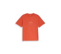 Tom Tailor - T-Shirt in Melange-Optik mit Print chili orange - Gr. - M