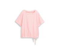 Tom Tailor - T-Shirt mit Kordelzug und Streifen pink white structure stripe - Gr. - L