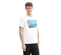 T-Shirt TOM TAILOR, Herren, Gr. XL, weiß, Jersey, Obermaterial: 100% Baumwolle, bedruckt, casual, regular fit taillenbedeckt, Rundhals, Kurzarm gerader Abschluss, Shirts, mit Front Print (43230033-XL)
