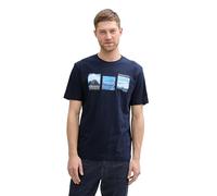 TOM TAILOR T-Shirt mit Logo-Badge, Sky Captain Blue, XXXL