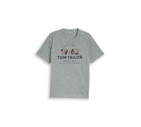 Tom Tailor - T-Shirt mit Logo-Print green navy injected - Gr. - XL