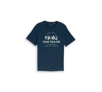 Tom Tailor - T-Shirt mit Logo-Print navy blue petrol injected - Gr. - M