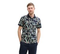 TOM TAILOR T-Shirt mit Muster, Mint Tonal Leaf Design, M