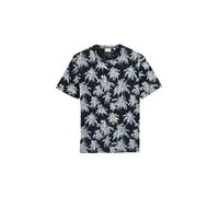 TOM TAILOR - T-Shirt mit Palmen-Print navy blue stripe palm design XXXL