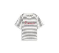 Kurzarmshirt TOM TAILOR, Damen, Gr. XL, navy sanftes weiß stripe, Single Jersey, Obermaterial: 100% Baumwolle, bestickt, gestreift, regular fit hüftbedeckend, Rundhals, abgesteppte Kante, Shirts, Somm