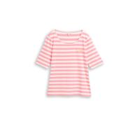Tom Tailor - T-Shirt mit Stickerei pink white stripe - Gr. - XXL