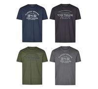 TOM TAILOR Tshirt Herren Baumwolle Regular Fit 4er Pack Set Rundhals Kurzarm Sommer Tee Shirt Logoprint 100% Baumwolle, Größe:L, Farbe:Anthracite Gray (10903)