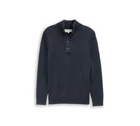 Tom Tailor Troyer Strickpullover im Washed-Look aus Baumwolle Sky Captain Blue XXL
