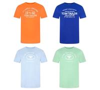 TOM TAILOR Tshirt Herren Baumwolle Regular Fit 4er Pack Set Rundhals Kurzarm Sommer Tee Shirt Logoprint 100% Baumwolle, Größe:S, Farbe:Soft Basil Green (21542)