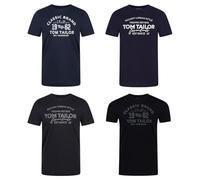 TOM TAILOR Tshirt Herren Baumwolle Regular Fit 4er Pack Set Rundhals Kurzarm Sommer Tee Shirt Logoprint 100% Baumwolle, Größe:3XL, Farbe:Knitted Navy (10690)