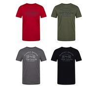 TOM TAILOR Tshirt Herren Baumwolle Regular Fit 4er Pack Set | Rundhals Kurzarm Sommer Tee Shirt Logoprint 100% Baumwolle Schwarz Weiß Grün Rot Blau Grau Orange S M L XL XXL 3XL